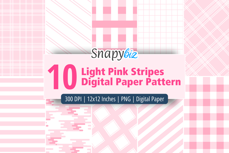 Light Pink Stripes Digital Paper Pattern