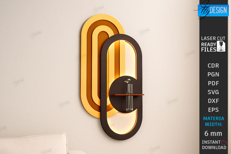 Lighted Wall Flower Holder Laser Cut | Modern Wall Art | CNC