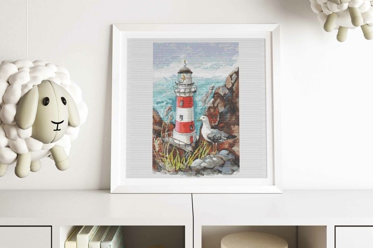 Lighthouse cross stitch pattern PDF Birthday gift for dad example image 1