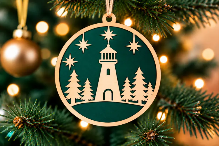 Lighthouse Christmas Ornament Laser Cut SVG