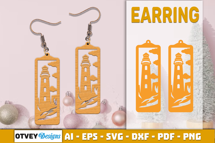 Lighthouse Earring Lasercut