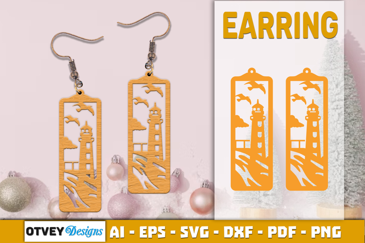 Lighthouse Earring Lasercut