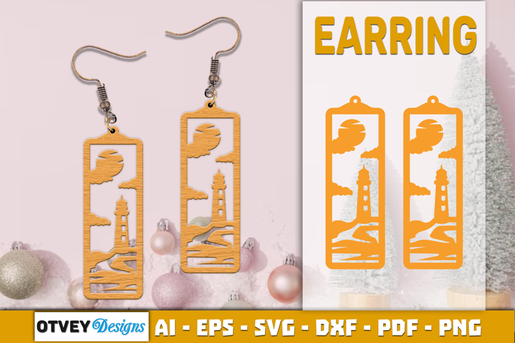 Lighthouse Earring Lasercut