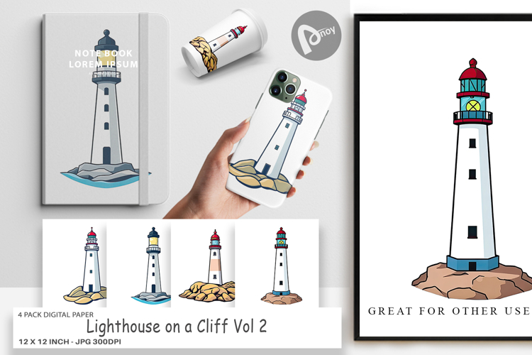 Digital Paper Cliff Lighthouse