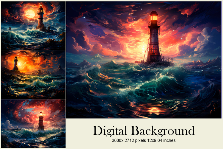 Lighthouse Sea Beach Background Wallpaper Storm Wallart