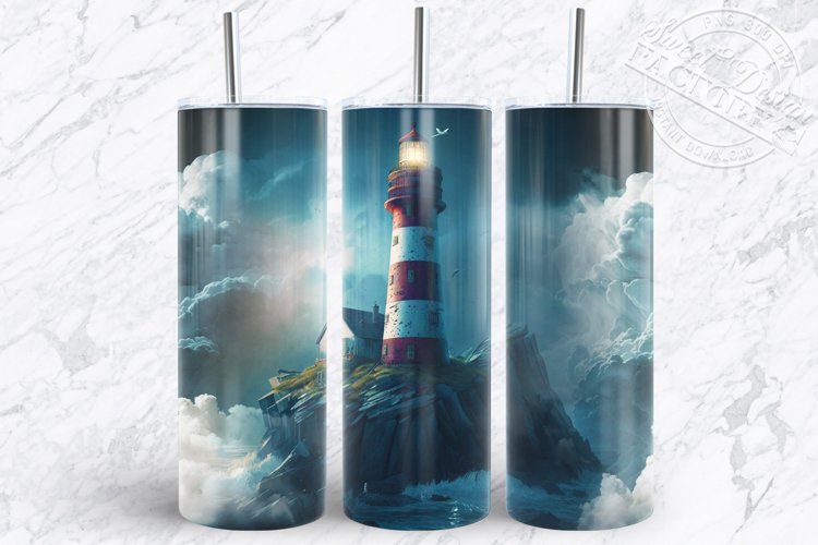 Lighthouse Tumbler Sublimation Design, ocean tumbler wrap