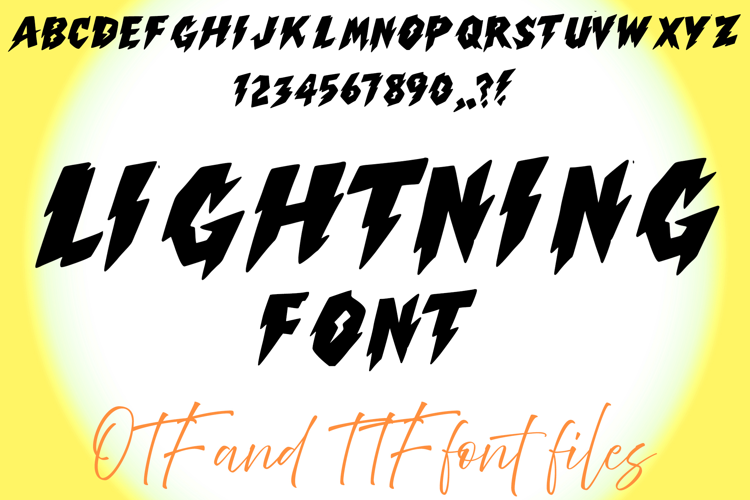 Lightning Typeface Lettering ABC Text Font Thunder OTF