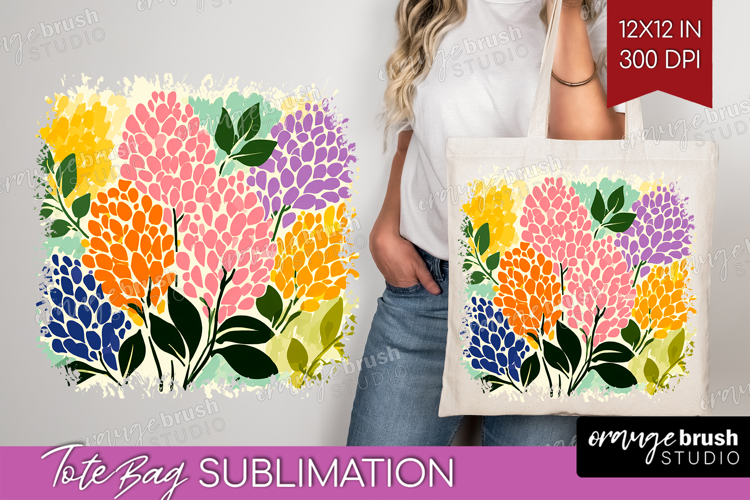 Lilac Modern Floral Tote Bag Sping Flower Tote Bag PNG