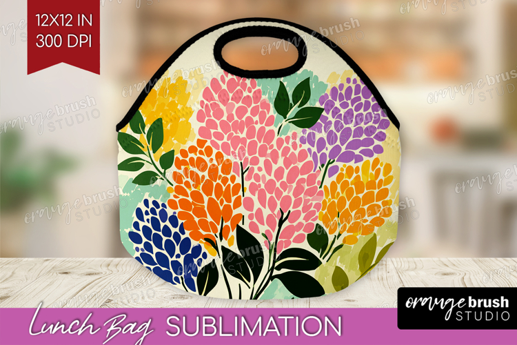 Lilac Modern Floral Lunch Bag Sping Flower Lunch Bug PNG