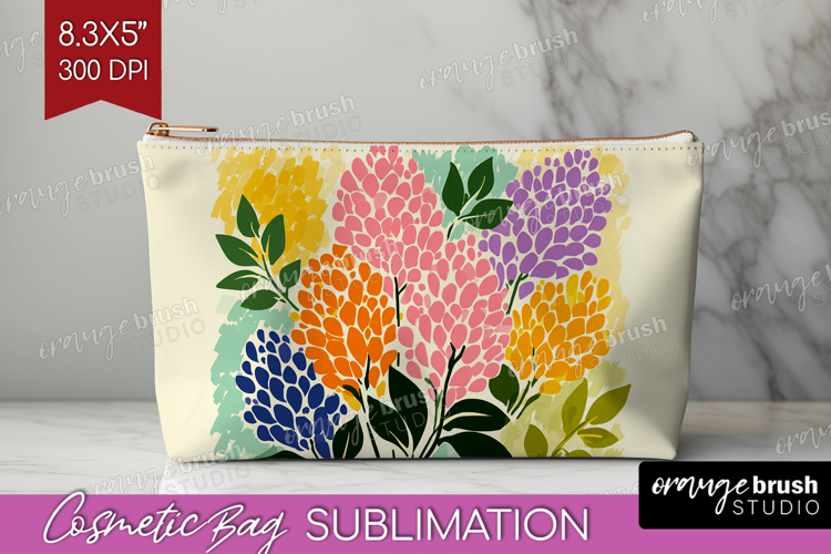 Lilac Modern Floral Cosmetic Bag Sping Flower Makeup Bag PNG