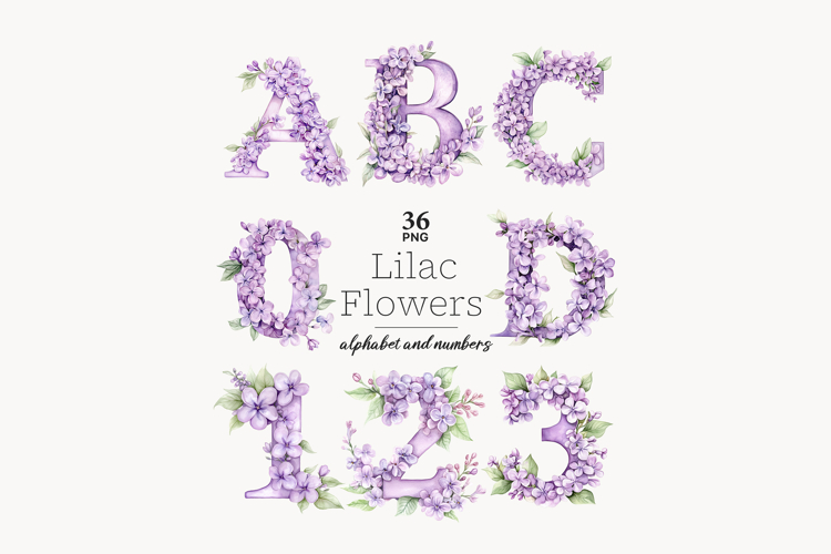 Lilac Alphabet Printable | Lavender Flower Purple Letters