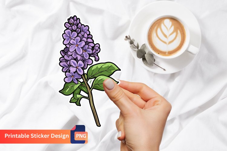 Lilac Flower Sticker, Botanical Sticker, Floral Sticker