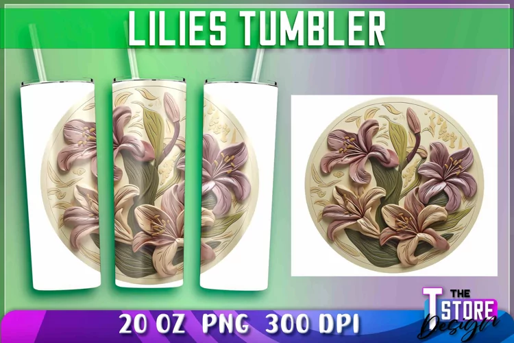 Lilies Tumblers Wrap 20 oz. | Lilies PNG | PNG File