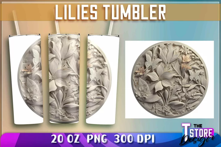 Lilies Tumblers Wrap 20 oz. | Lilies PNG | PNG File