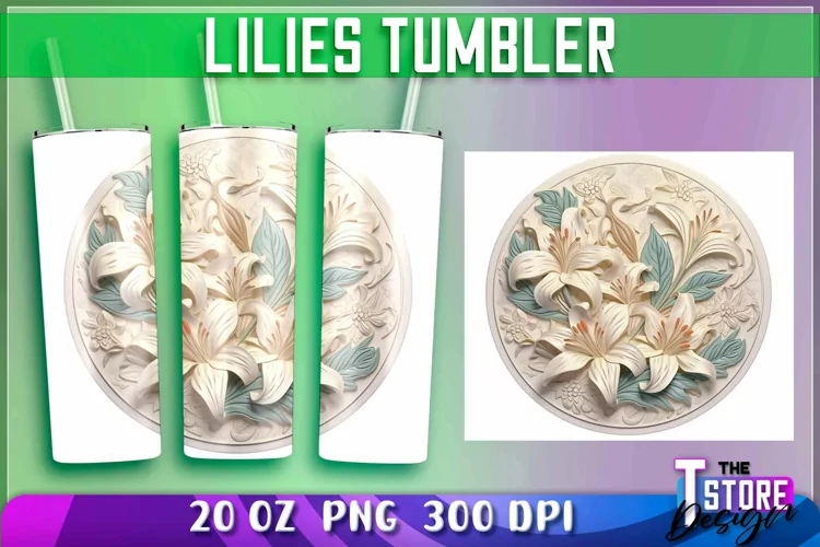 Lilies Tumblers Wrap 20 oz. | Lilies PNG | PNG File