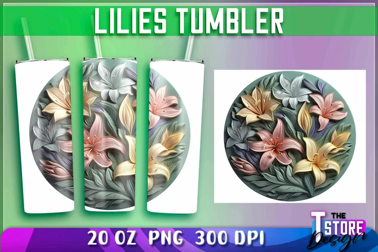 Lilies Tumblers Wrap 20 oz. | Lilies PNG | PNG File