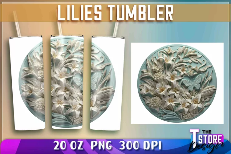 Lilies Tumblers Wrap 20 oz. | Lilies PNG | PNG File