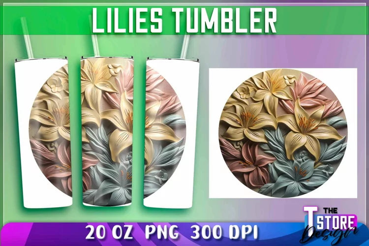 Lilies Tumblers Wrap 20 oz. | Lilies PNG | PNG File