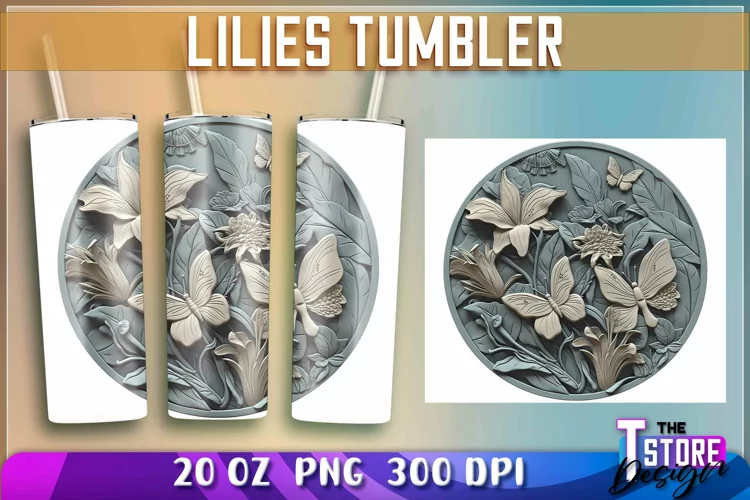 Lilies Tumblers Wrap 20 oz. | Lilies PNG | PNG File
