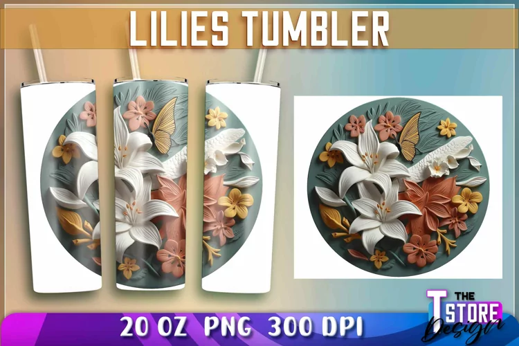 Lilies Tumblers Wrap 20 oz. | Lilies PNG | PNG File