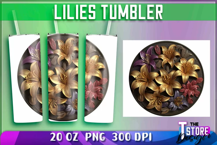 Lilies Tumblers Wrap 20 oz. | Lilies PNG | PNG File