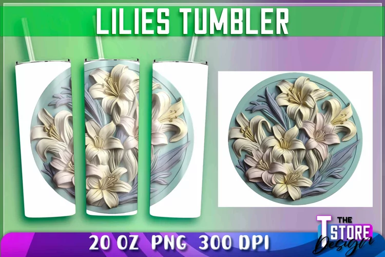 Lilies Tumblers Wrap 20 oz. | Lilies PNG | PNG File
