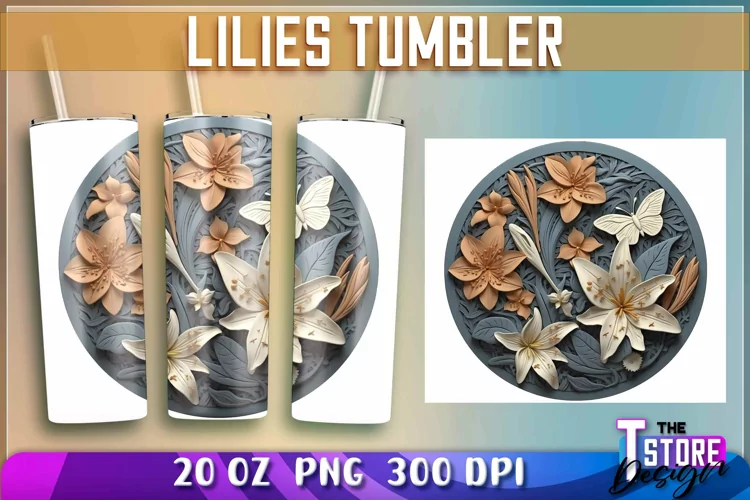 Lilies Tumblers Wrap 20 oz. | Lilies PNG | PNG File