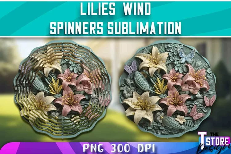 Lilies Wind Spinners Sublimation | PNG Design | PNG File