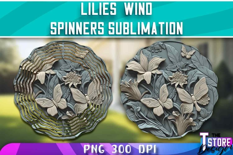 Lilies Wind Spinners Sublimation | PNG Design | PNG File example image 1