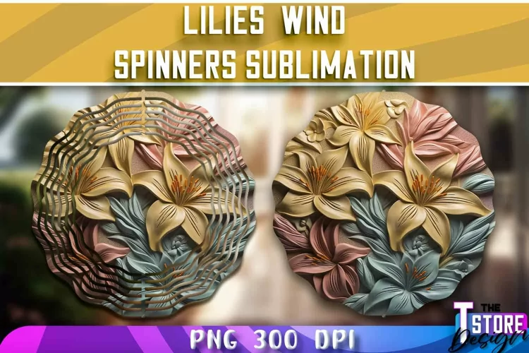 Lilies Wind Spinners Sublimation | PNG Design | PNG File