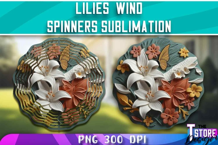 Lilies Wind Spinners Sublimation | PNG Design | PNG File example image 1