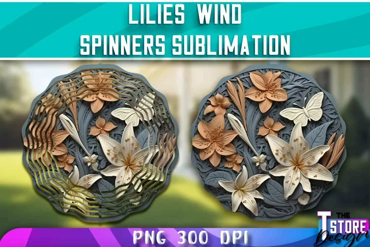 Lilies Wind Spinners Sublimation | PNG Design | PNG File
