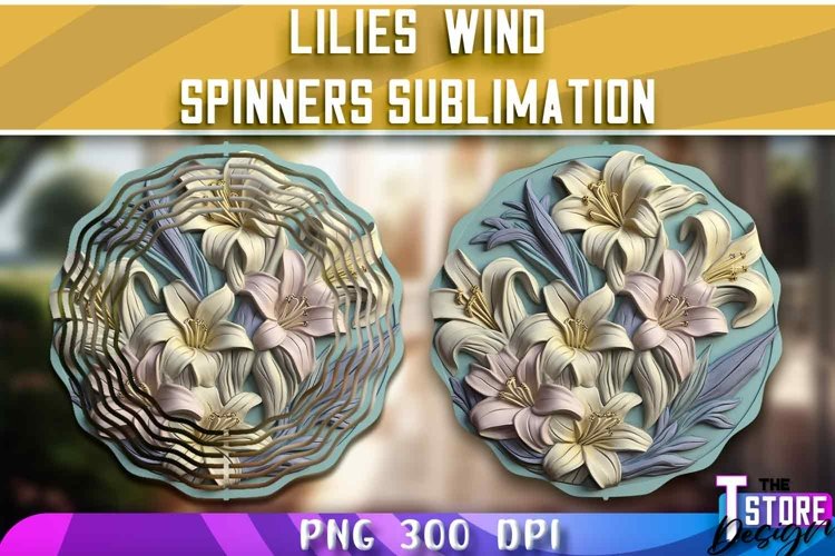 Lilies Wind Spinners Sublimation | PNG Design | PNG File example image 1