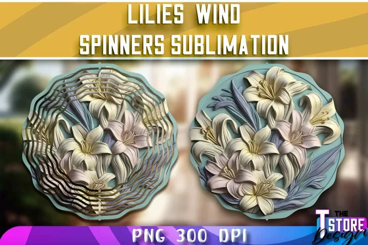 Lilies Wind Spinners Sublimation | PNG Design | PNG File