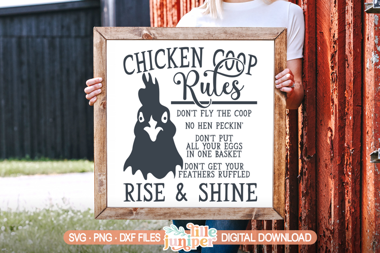 Chicken Coop Rules SVG, Wood Sign SVG, Chicken Sign