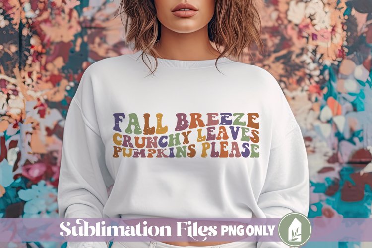 Fall Breeze, Crunchy Leaves, Pumpkins Retro Sublimation example image 1