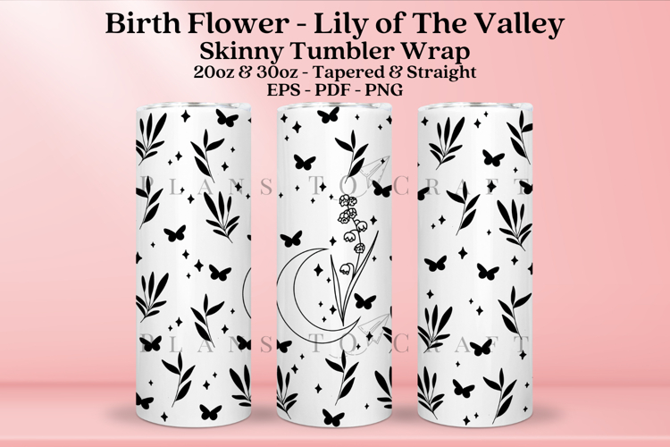 Lily Birth Flower Skinny Tumbler Sublimation Wrap SVG