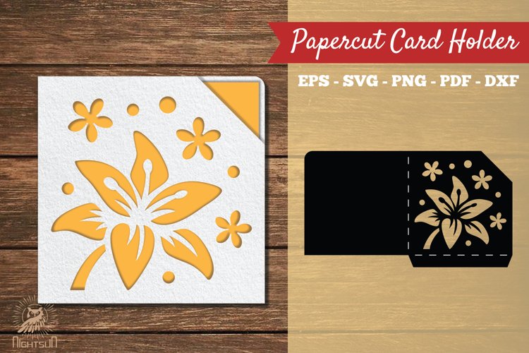 Lily Flower Papercut Card Holder SVG