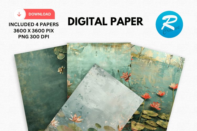 Lily Pond Digital Paper, Lily Background