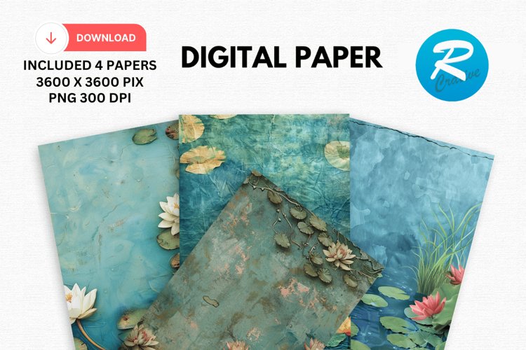 Lily Pond Digital Paper, Lily Background