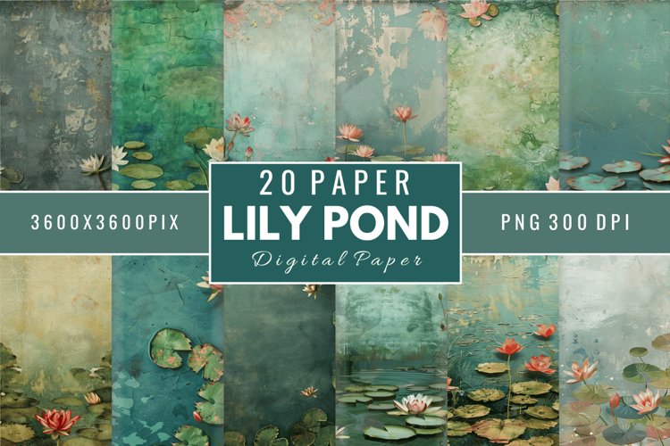 Lily Pond Digital Paper Bundle example image 1
