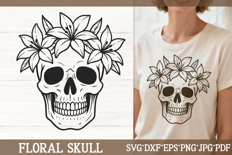 Floral Skull Svg Image 6