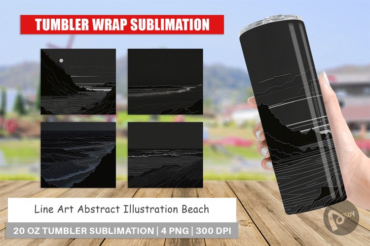 Tumbler Wrap Abstract Beach Line Art