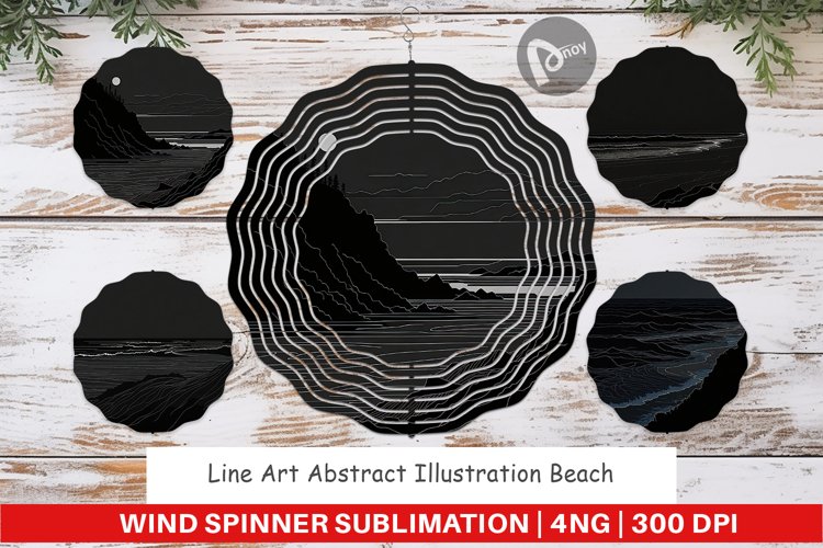 Wind Spinner Abstract Beach Line Art