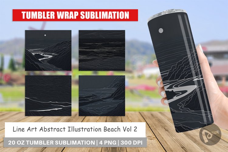 Tumbler Wrap Abstract Beach Line Art