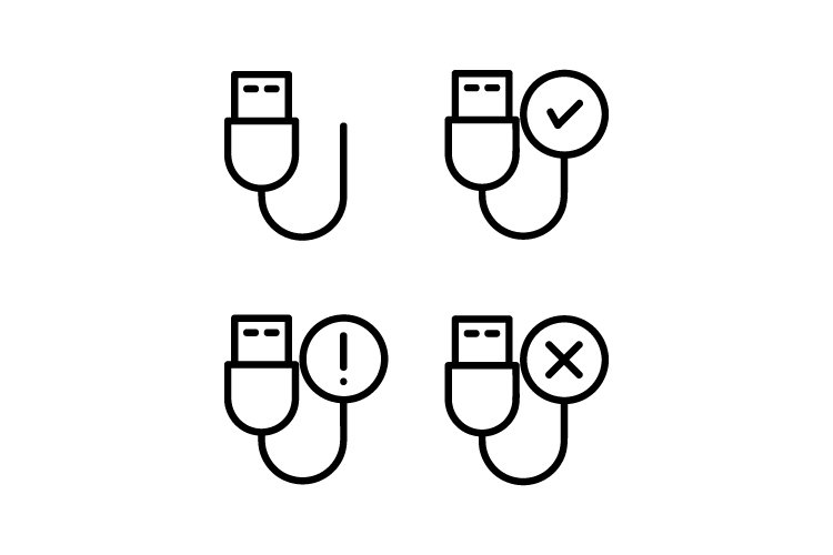 Linear usb cable icon collection