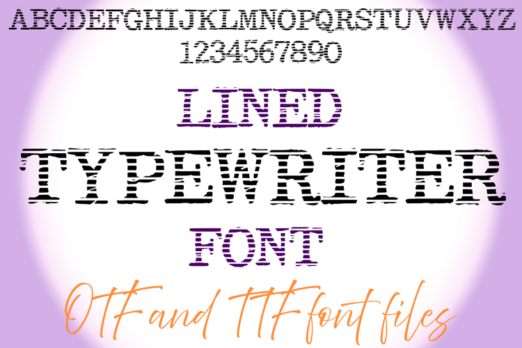 Lined Typewriter Lettering ABC Text Broken Font Alphabet OTF