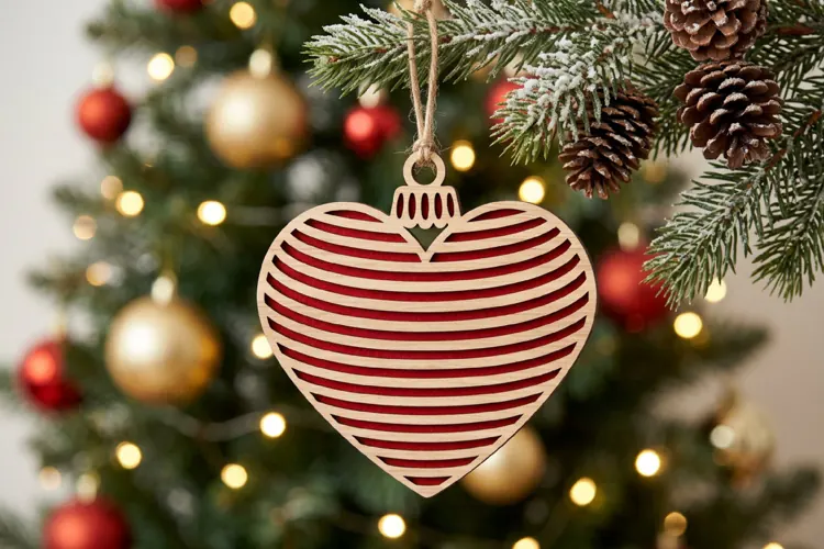 Lines Heart Christmas Ornament, SVG Cut File