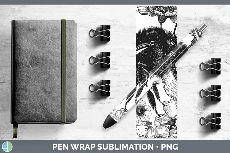 Linocut Bee Pen Wrap Sublimation Epoxy Pen Designs