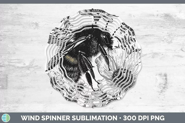 Linocut Bee Wind Spinner Sublimation Spinner Designs